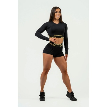Nebbia Intense dámské Kompresní šortky s vysokým pasem Leg Day 832 Black/Gold Černá