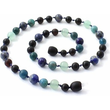 Nefertitis Jantarové korálky barvy třešně s apatitem, avanturínem a lapisem lazuli pro děti NF22530