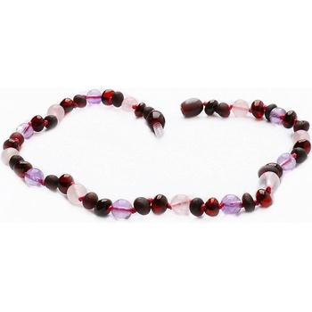 Nefertitis Jantarové korálky pro děti s ametystem a růženínem NF9991