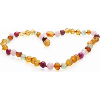 Nefertitis Jantarové korálky pro děti s růženínem, achátem a ulexitem NF9984