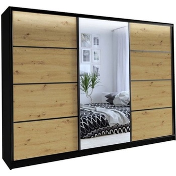 Nejlevnější nábytek Harazia 250 se zrcadlem černý mat/dub artisan