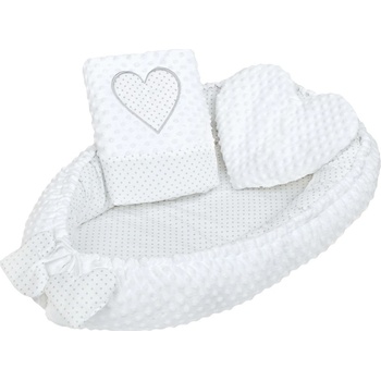New Baby hnízdečko s polštářkem a peřinkou Srdíčko bílá