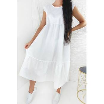 New collection Bílé dámské dlouhé šaty LA-20193WH