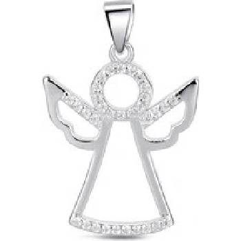 Nubis Stříbrný přívěšek andělíček se zirkony NB 4378