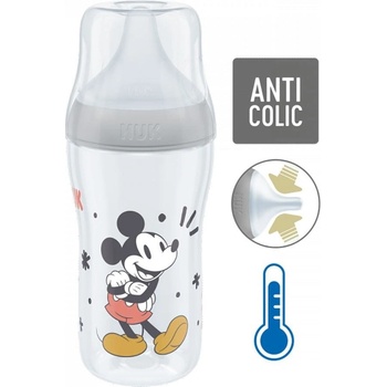 Nuk Perfect Match láhev Mickey s kontrolou teploty šedá 260ml