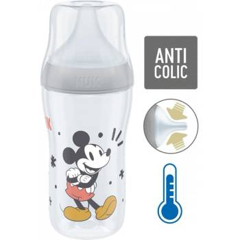 Nuk Perfect Match láhev Mickey s kontrolou teploty šedá 260ml