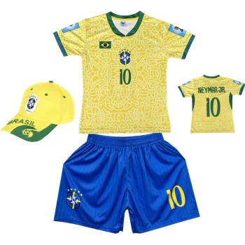 Numberoplus dětský fotbalový dres + fotbalová kšiltovka Brazílie Neymar.č.10