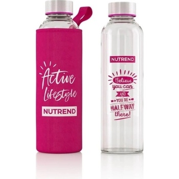 Nutrend SKLENĚNÁ LÁHVE - 500 ml - růžová s obalem