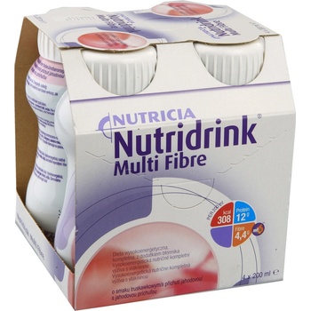 NUTRIDRINK MULTI FIBRE S PŘÍCHUTÍ JAHODOVOU POR SOL 4X200ML