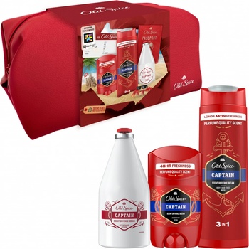 Old Spice Captain sprchový gel a šampon 2 v 1 250 ml + balzám po holení 100 ml + deostick 50 ml + kosmetická taška dárková sada