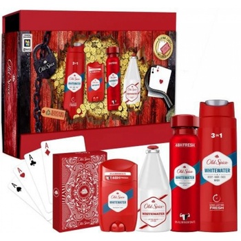 Old Spice Whitewater sada deospray 150 ml + deostick 50 ml + sprchový gel 3v1 250 ml + voda po holení 100 ml + hrací karty