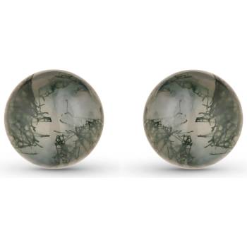 Olivie stříbrné náušnice MECHOVÝ ACHÁT 7765