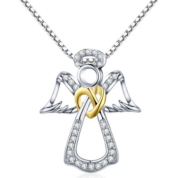 Olivie Stříbrný řetízek anděl se zlatým srdcem 2924