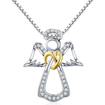 Olivie Stříbrný řetízek anděl se zlatým srdcem 2924