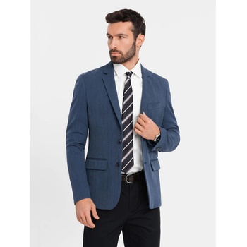 Ombre Elegant men's SLIM FIT jacket with rayon dark blue modrá