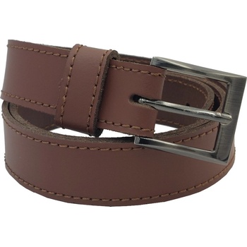 Opaskujse dětský kožený opasek basic kůže středně hnědá prošití hnědé jednotrnová spona leštěná hranatá kovová