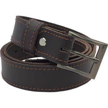 Opaskujse dětský kožený opasek basic kůže tmavě hnědá prošití hnědé jednotrnová spona leštěná hranatá kovová