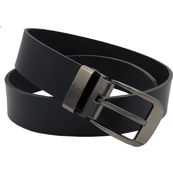 Opaskujse dětský kožený opasek černá kůže spona hranatá leštěná kovová