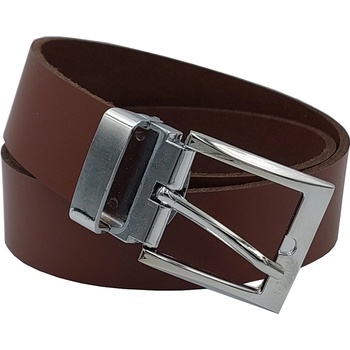 Opaskujse dětský kožený opasek hnědá kůže lesklá spona pochromovaná