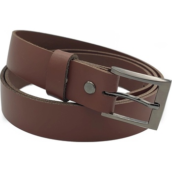 Opaskujse dětský kožený opasek kůže hnědá spona hranatá leštěná kovová
