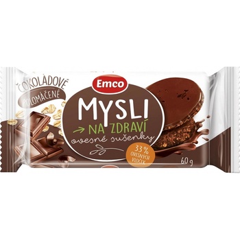 Ovesné polomáčené sušenky Emco Mysli čokoláda 60 g