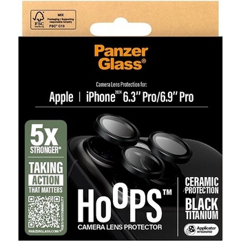 PanzerGlass tvrzené sklo HOOPS Ceramic Camera Protector černý titan Apple iPhone 16 Pro/16 Pro Max 1282