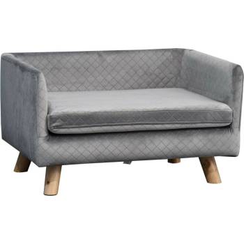 PawHut Pohovka pro psy s dřevěnými nohami Pelíšek pro psy Pohovka pro psy pro malé psy do 8 kg Velvet Touch