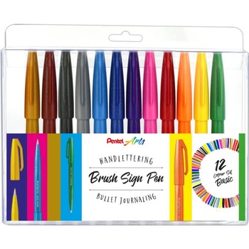 Pentel Brush Sign Pen SES15 Basic 12 ks