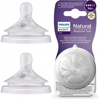 Philips Avent savička Natural Response 3 pomalý průtok 2 ks transparentní