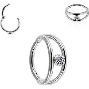 Piercingate kruh segment s kamínkem PKR00146 černá