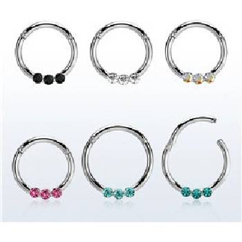 Piercingate kruh segment s kamínky PKR00143 černá