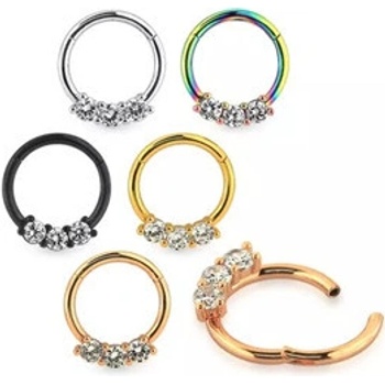 Piercingate Kruh segment s kamínky PKR00155 Černá