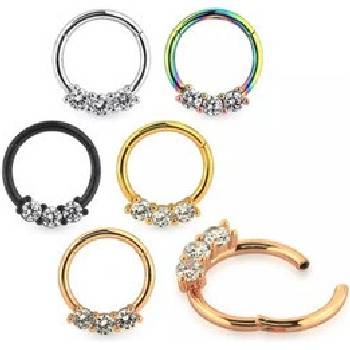Piercingate Kruh segment s kamínky PKR00155 Černá