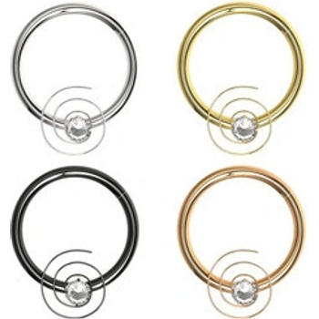 Piercingate Kruh segment spirála s kamínkem PKR00147 Černá