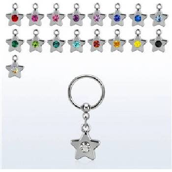 Piercingate piercing kroužek hvězda s kamínkem PKR00144 Čirá