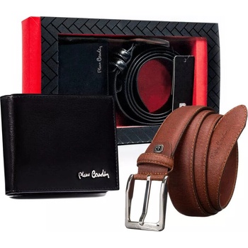 Pierre Cardin Dárková sada kožená peněženka a pánský pásek hnědá