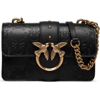 Pinko Love one classic kožená crossbody kabelka černá