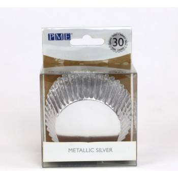 PME Košíčky papírové s fólií Stříbrné metalické v.28x50mm 30ks
