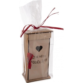 Pokladnička dřevo kadibudka hnědá bílá 9x7x17 cm