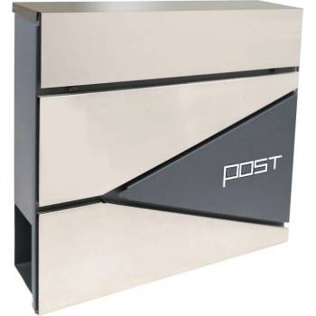 Poštovní schránka 371 x 362 x 105 mm, Zn+nerez s otvorem na noviny