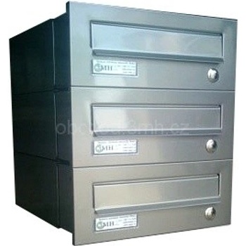 Poštovní schránka rovná k zazdění do sloupku NEREZ/šedá 3x Varianta: se zvonkovým tlačítkem