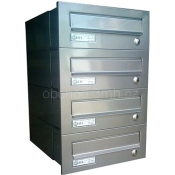 Poštovní schránka rovná k zazdění do sloupku NEREZ/šedá 4x Varianta: se zvonkovým tlačítkem