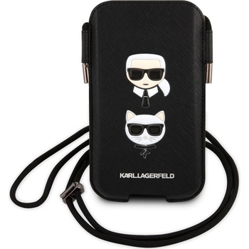 Pouzdro Karl Lagerfeld and Choupette Head Saffiano PU Pouch S/M černé