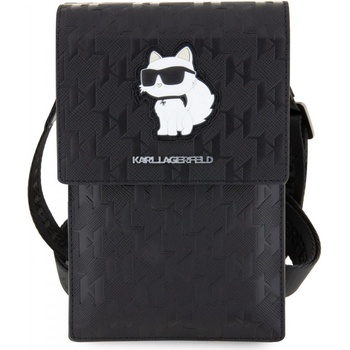Pouzdro Karl Lagerfeld Saffiano Monogram Wallet Phone Bag Choupette NFT černé