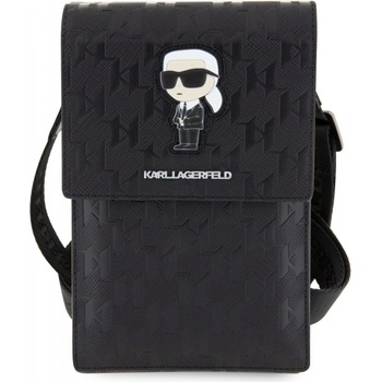 Pouzdro Karl Lagerfeld Saffiano Monogram Wallet Phone Bag Ikonik NFT černé