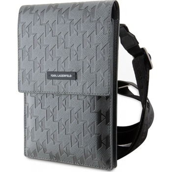 Pouzdro Karl Lagerfeld Saffiano Monogram Wallet Phone Bag stříbrné