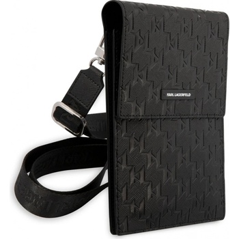 Pouzdro Taška Karl Lagerfeld Saffiano Monogram Wallet Phone Bag černé
