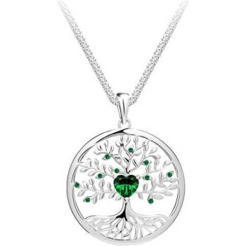Preciosa Stříbrný přívěsek s řetízkem Sparkling Tree of Life strom života s kubickou zirkonií Preciosa emerald 5329 66