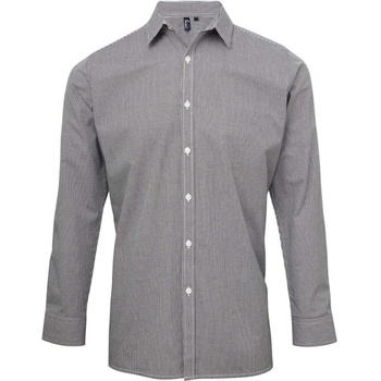 Premier Workwear pánská popelínová košile gingham s drobným kostkovaným vzorem PW220 černá bílá