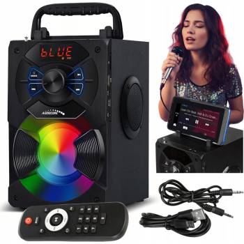 Přenosný Audiocore AC730 rádio SD MMC aux in USB osvětlení dálkové ovládání teleskopická anténa připojení mikrofonu